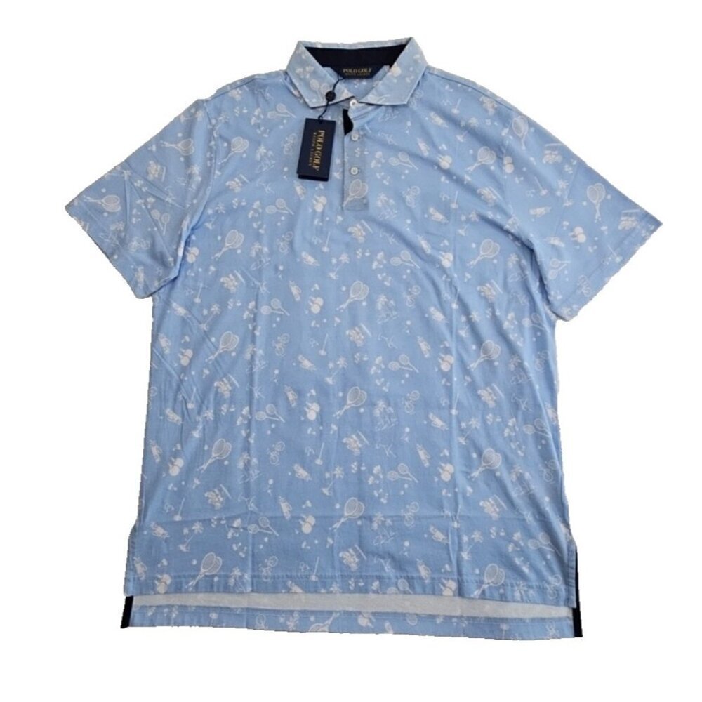 Polo Golf Ralph Lauren Sports & Leisure AOP Polo Shirt NWT Men's Large Blue‎ NEW